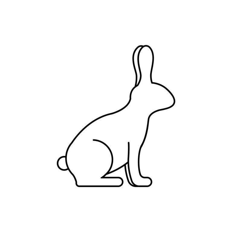 Rabbit sitting warily with stand ears in outline style logo