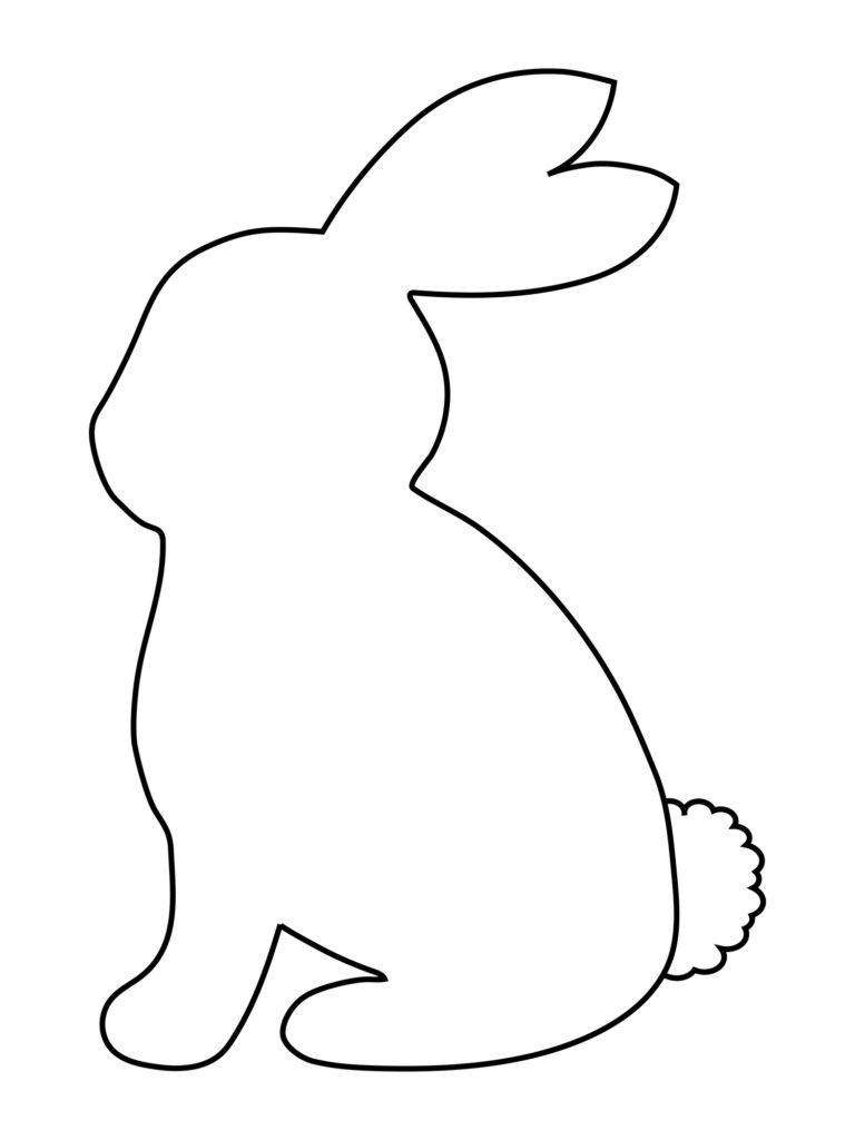Bunny or Rabbit silhouette in black outline. Vector illustration isolated. Easter bunny. Clip art element for greeting card, poster, spring advertising