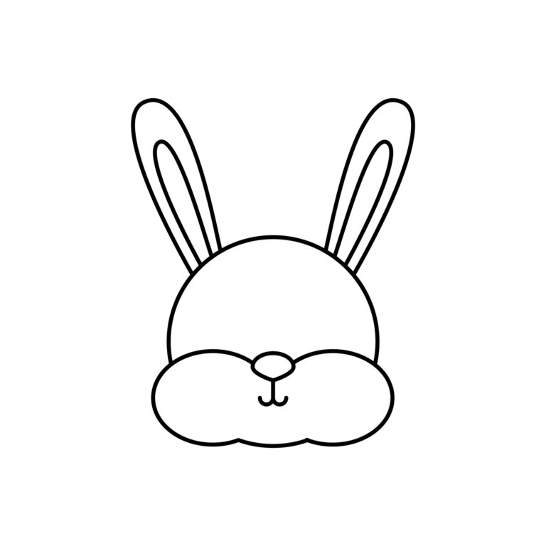 Isolated symbol design template on white background. Linear symmetric bunny